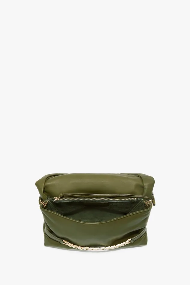 Shoulder Bags Women Victoria Beckham Puffy Chain Pouch With Strap In Khaki Leather