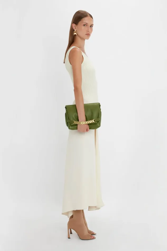 Shoulder Bags Women Victoria Beckham Puffy Chain Pouch With Strap In Khaki Leather
