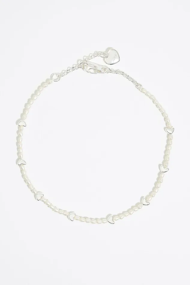 Silver Hearts And Pearls Necklace Silver Women Bimba Y Lola Jewelry
