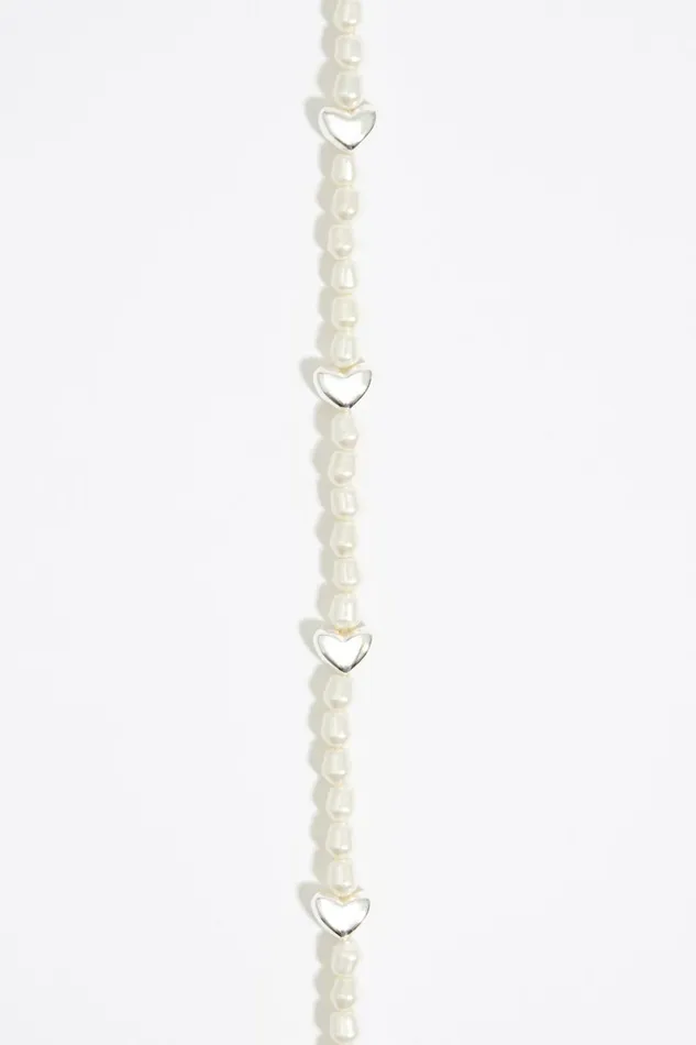 Silver Hearts And Pearls Necklace Silver Women Bimba Y Lola Jewelry Silver Hearts And Pearls Necklace Silver Women Bimba Y Lola Jewelry