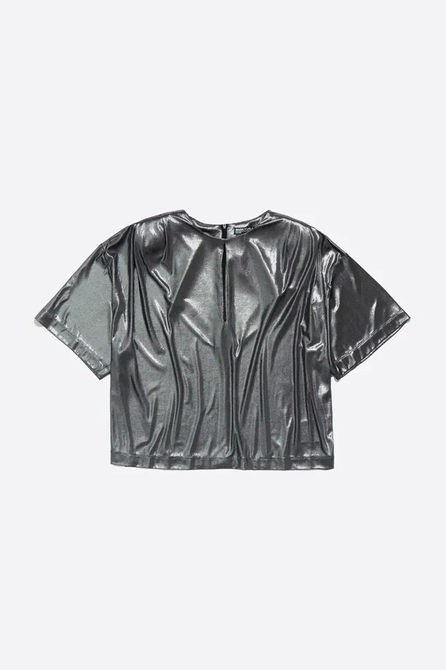 Silver Metallic Tshirt With Shoulder Pads Silver Women Bimba Y Lola Party