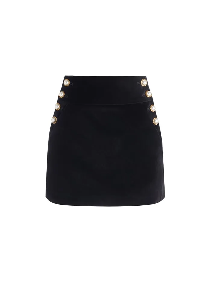 Skirts Women Alice Olivia Donald Velvet Mini Skirt Black