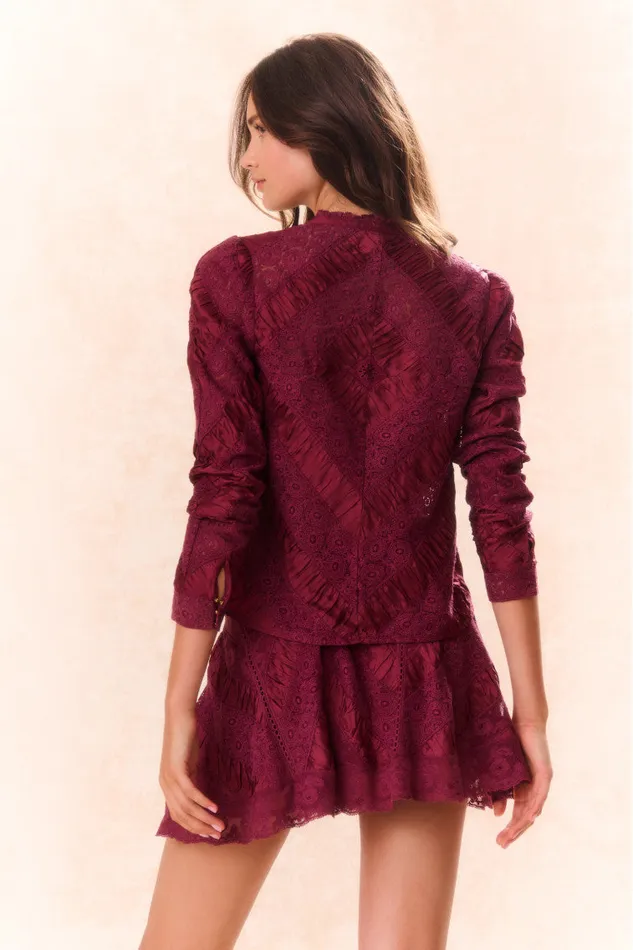 Skirts Women LoveShackFancy Shayda Lace Mini Skirt Oxblood