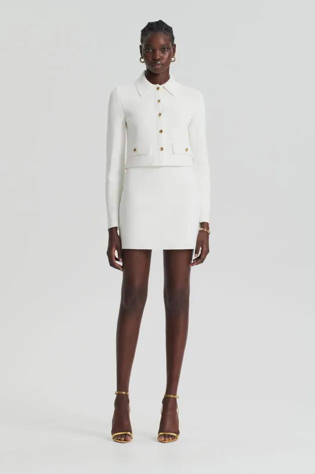 Skirts Women Scanlan Theodore CREPE KNIT MINI SKIRT Creme