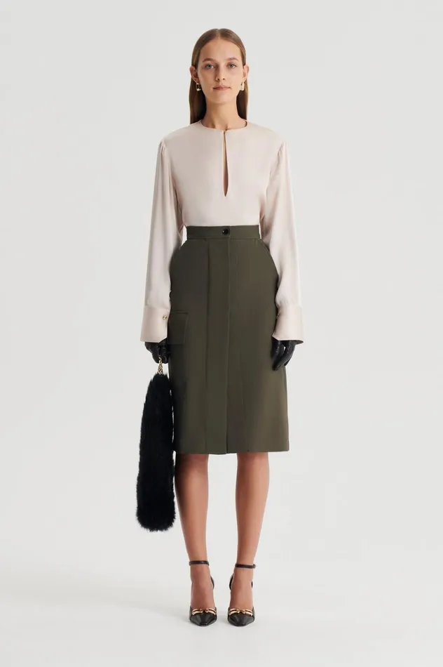 Skirts Women Scanlan Theodore TAILORED PATCH POCKET SKIRT Jungle