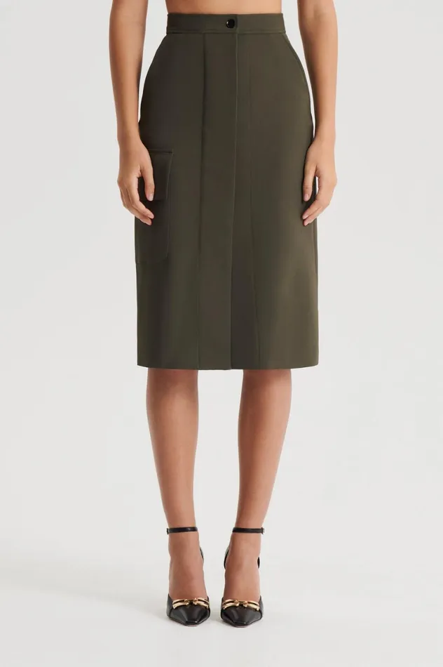 Skirts Women Scanlan Theodore TAILORED PATCH POCKET SKIRT Jungle Skirts Women Scanlan Theodore TAILORED PATCH POCKET SKIRT Jungle