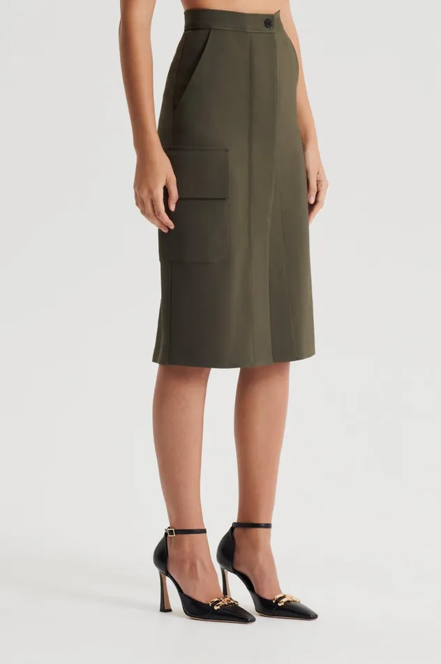 Skirts Women Scanlan Theodore TAILORED PATCH POCKET SKIRT Jungle Skirts Women Scanlan Theodore TAILORED PATCH POCKET SKIRT Jungle