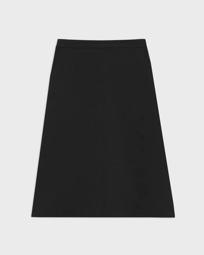 Skirts Women Theory Flared Midi Skirt In Double Weave Black Skirts Women Theory Flared Midi Skirt In Double Weave Black