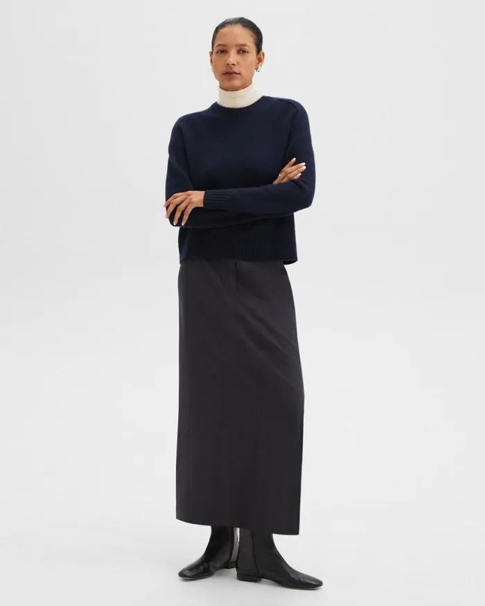 Skirts Women Theory Maxi Trouser Skirt In Stretch Flannel Dark Navy