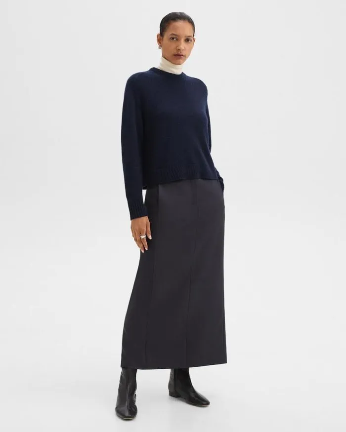 Skirts Women Theory Maxi Trouser Skirt In Stretch Flannel Dark Navy
