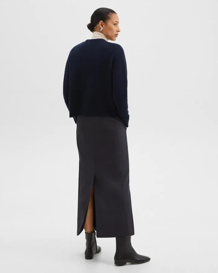 Skirts Women Theory Maxi Trouser Skirt In Stretch Flannel Dark Navy