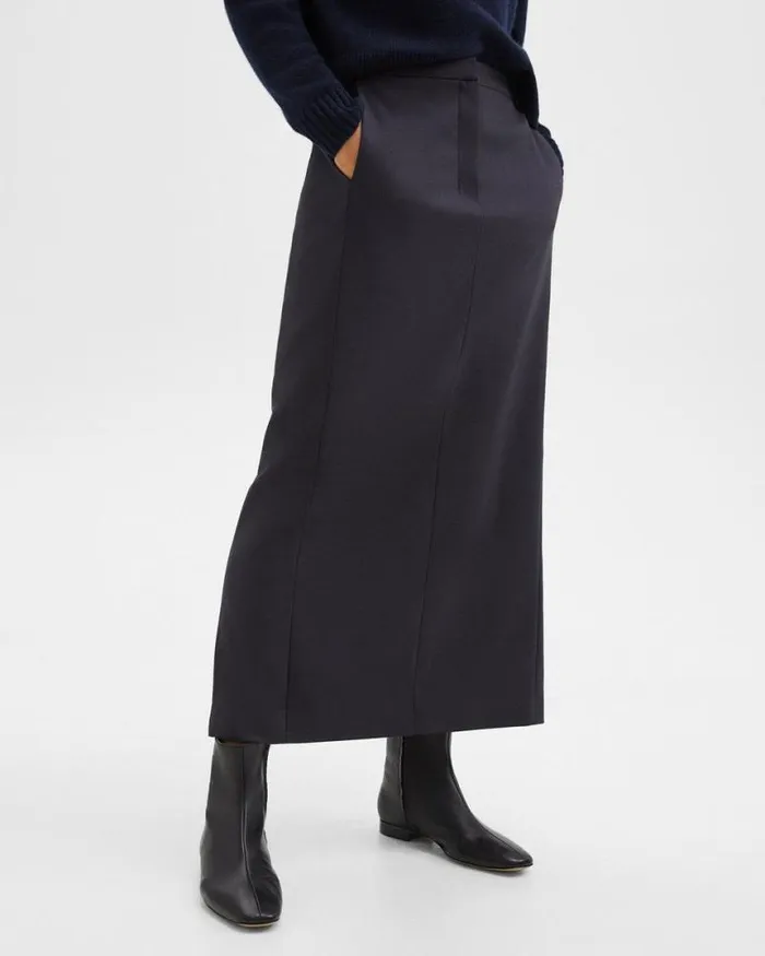 Skirts Women Theory Maxi Trouser Skirt In Stretch Flannel Dark Navy