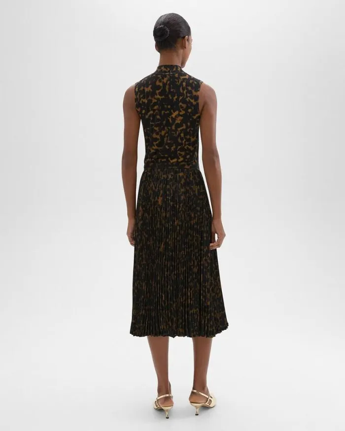 Skirts Women Theory Pleated Midi Skirt In Tortoiseshell Printed Georgette Dark Brown Multi Skirts Women Theory Pleated Midi Skirt In Tortoiseshell Printed Georgette Dark Brown Multi
