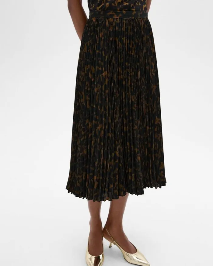 Skirts Women Theory Pleated Midi Skirt In Tortoiseshell Printed Georgette Dark Brown Multi Skirts Women Theory Pleated Midi Skirt In Tortoiseshell Printed Georgette Dark Brown Multi