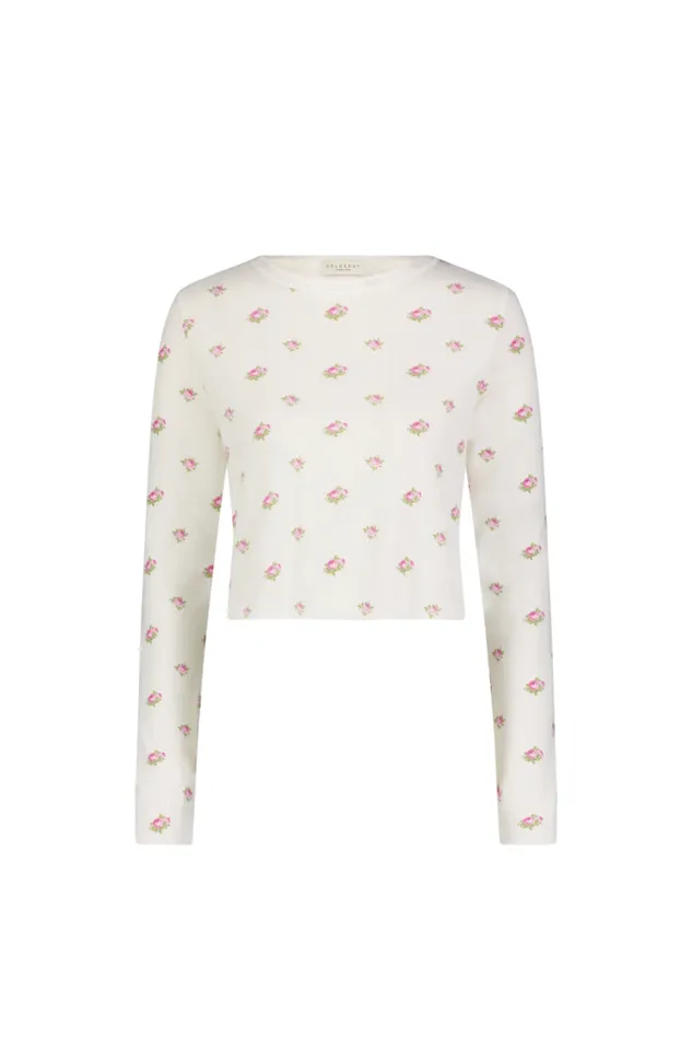 Sleepwear Women LoveShackFancy Polka Dot England Nell Crop Slouchy Top Cream Vintage Rose Print Sleepwear Women LoveShackFancy Polka Dot England Nell Crop Slouchy Top Cream Vintage Rose Print