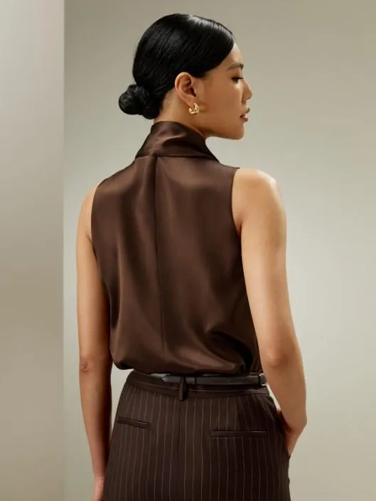 Sleeveless Silk Blouse With TieNeck 8211 Elegant And Stylish Women Blouses Lilysilk Shirts