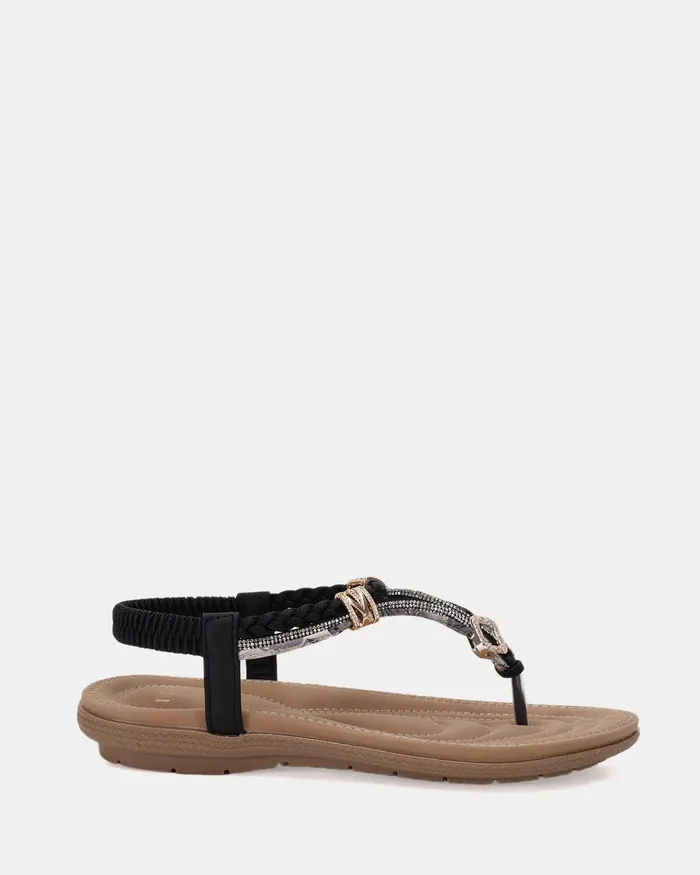 Slides NOVO Shoes Women ELSANDY BLACK Strappy Sandals