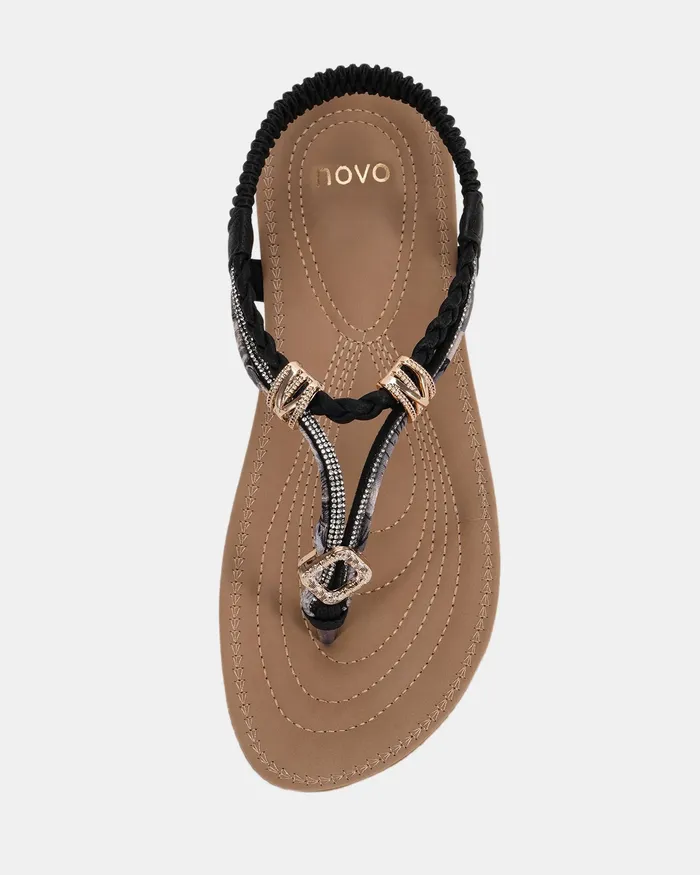 Slides NOVO Shoes Women ELSANDY BLACK Strappy Sandals