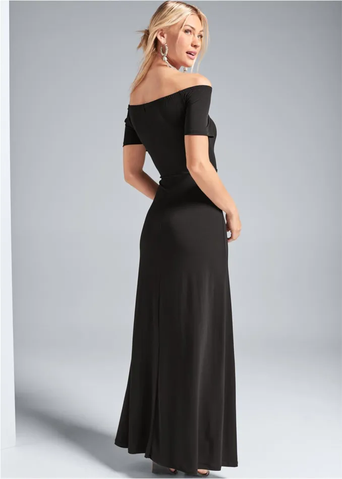 SLIT DETAIL MAXI DRESS Black Women VENUS Casual Dresses
