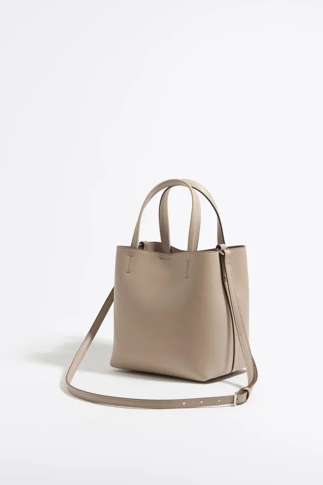 Small Light Gray Leather Chihuahua Bag Light Grey Women Bimba Y Lola Crossbody Bags