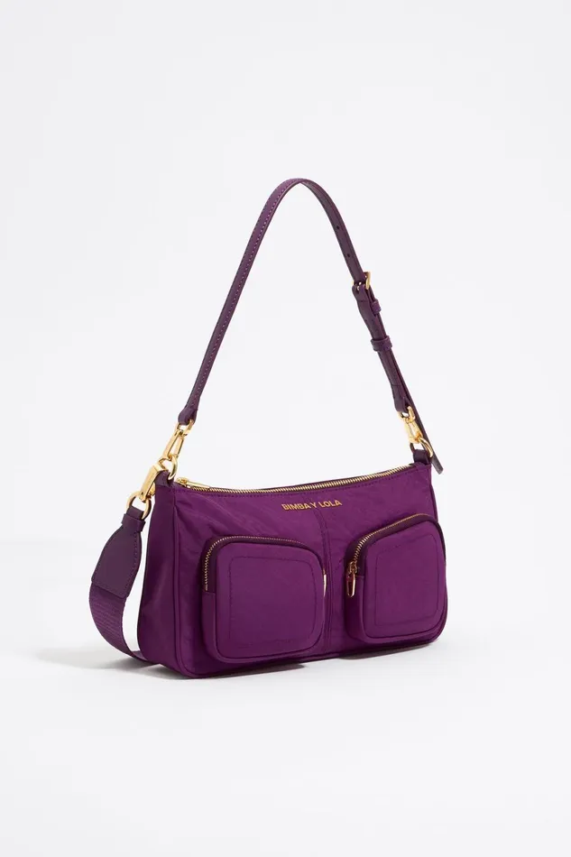 Small Plum Nylon Pocket Crossbody Bag Plum Women Bimba Y Lola Crossbody Bags Small Plum Nylon Pocket Crossbody Bag Plum Women Bimba Y Lola Crossbody Bags
