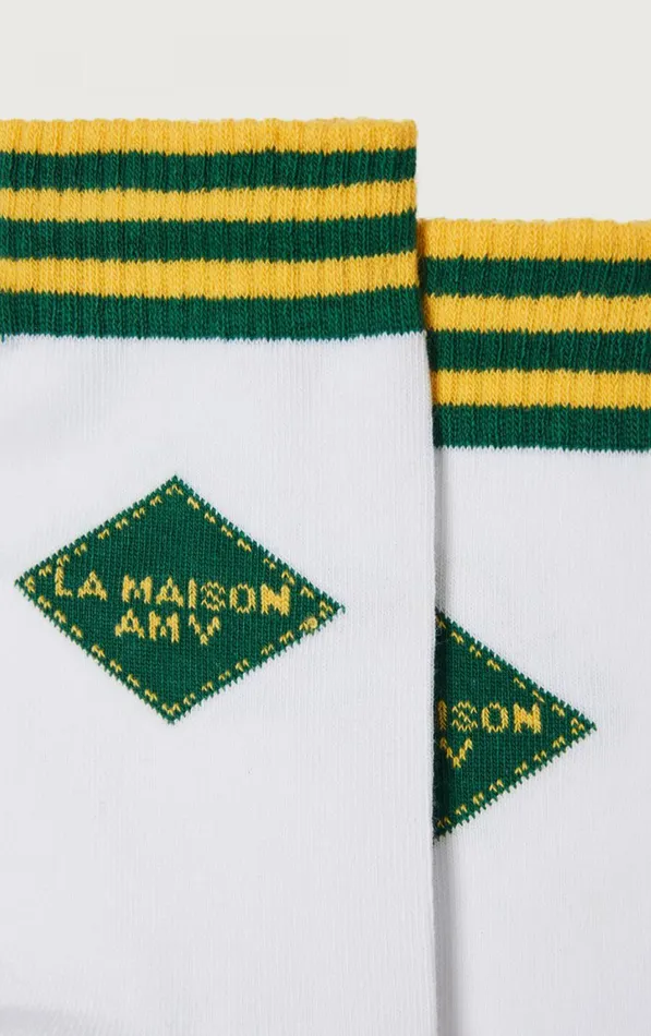 Socks Clypsun Green And Yellow Striped WomenMen American Vintage Loungewear Socks Clypsun Green And Yellow Striped WomenMen American Vintage Loungewear