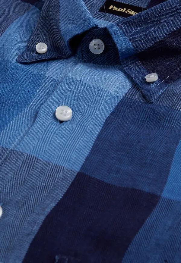 Sport Shirts Mens Linen Buffalo Check Sport Shirt NavyBlue Paulstuart Sport Shirts Mens Linen Buffalo Check Sport Shirt NavyBlue Paulstuart