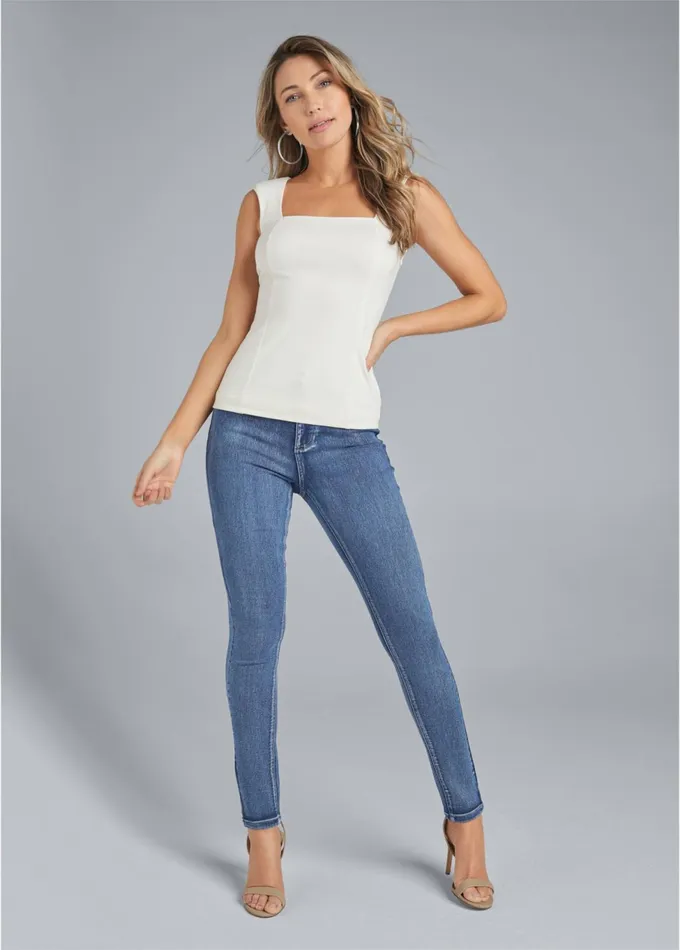 SQUARE NECK SLEEVELESS TOP Off White Women VENUS Casual Tops