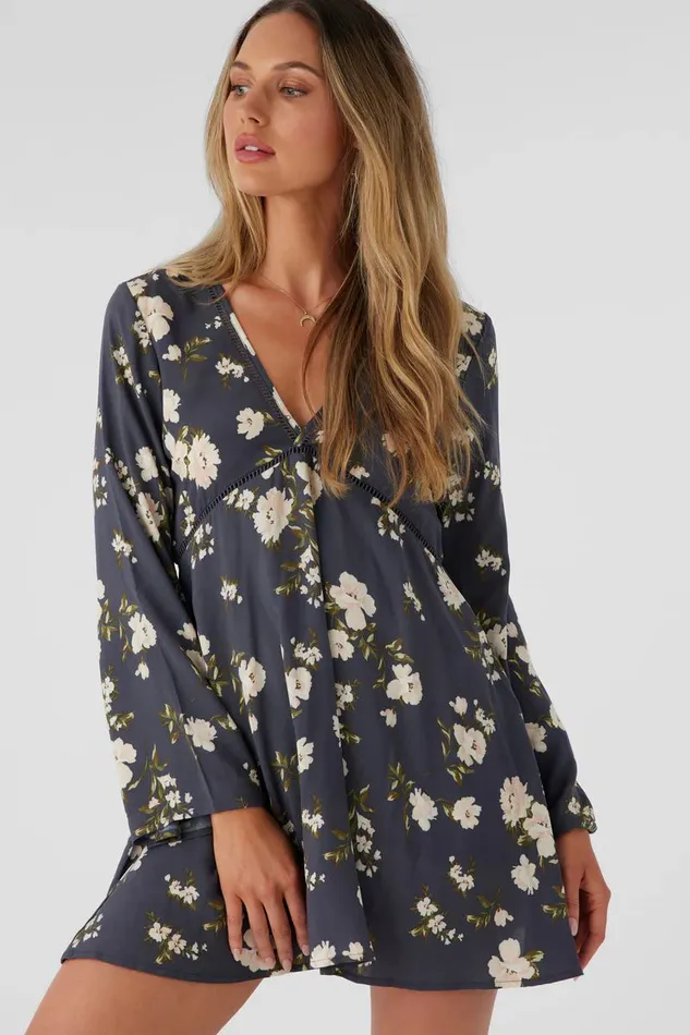 STEVIE KENDRA FLORAL LONG SLEEVE MINI DRESS Periscope Women O039NEILL Clothing
