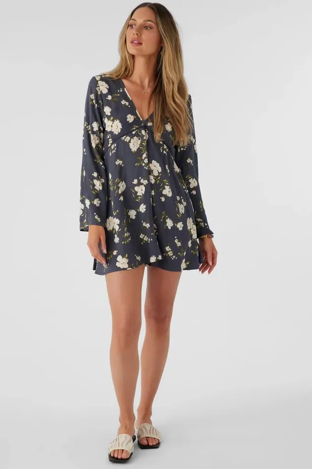 STEVIE KENDRA FLORAL LONG SLEEVE MINI DRESS Periscope Women O039NEILL Clothing