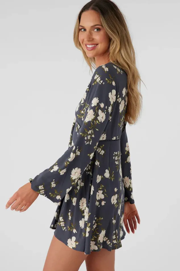 STEVIE KENDRA FLORAL LONG SLEEVE MINI DRESS Periscope Women O039NEILL Clothing
