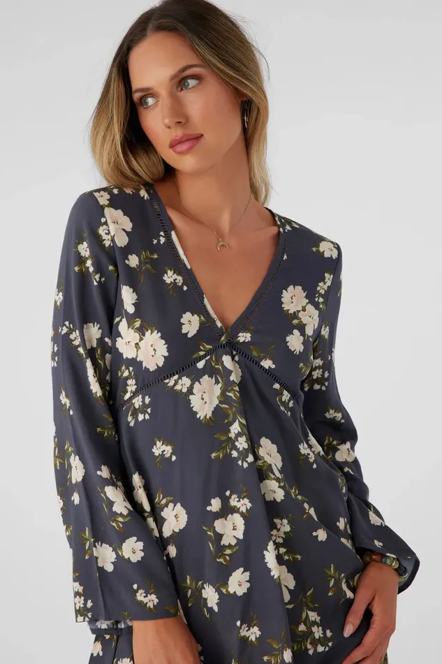 STEVIE KENDRA FLORAL LONG SLEEVE MINI DRESS Periscope Women O039NEILL Clothing