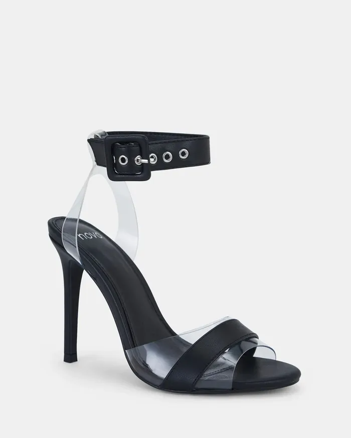Stilettos Women NOVO Shoes YESHA BLACK Open Toe Heels