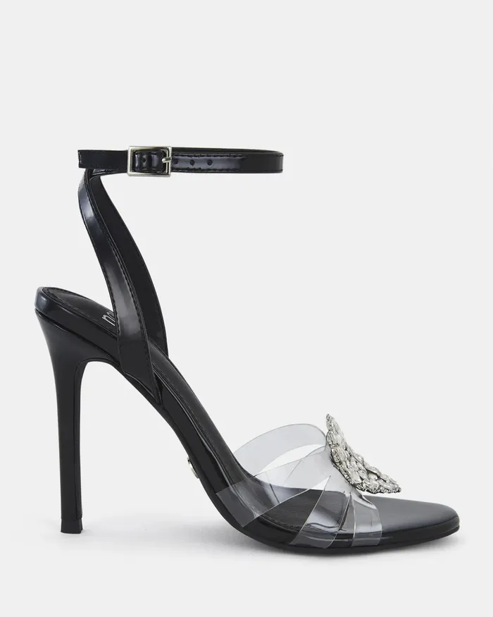 Stilettos ZAMORE BLACK Open Toe Heels 8211 NOVO Shoes Women