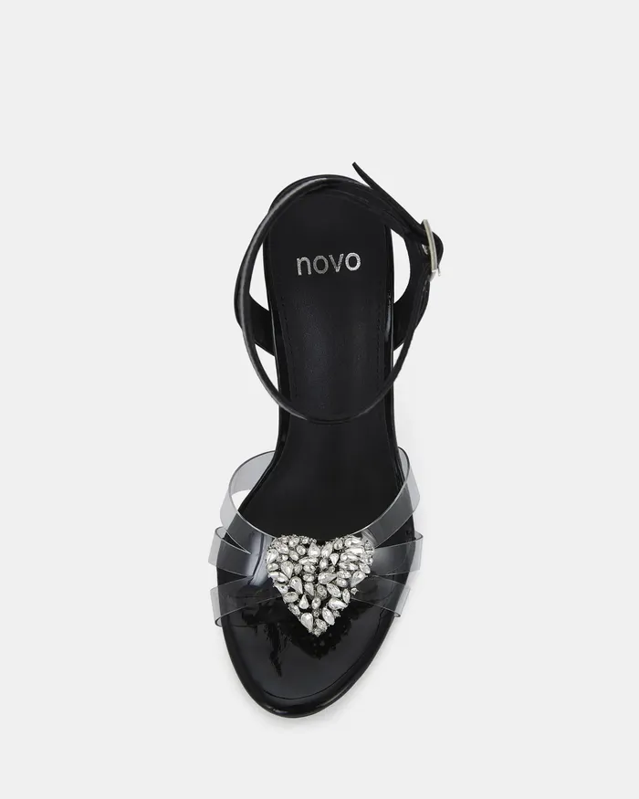 Stilettos ZAMORE BLACK Open Toe Heels 8211 NOVO Shoes Women