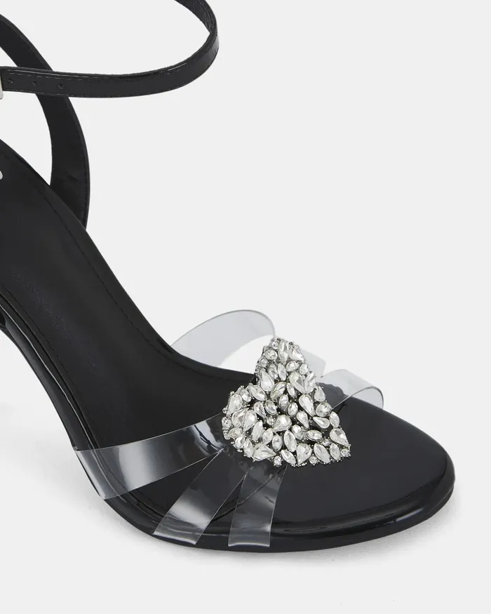 Stilettos ZAMORE BLACK Open Toe Heels 8211 NOVO Shoes Women