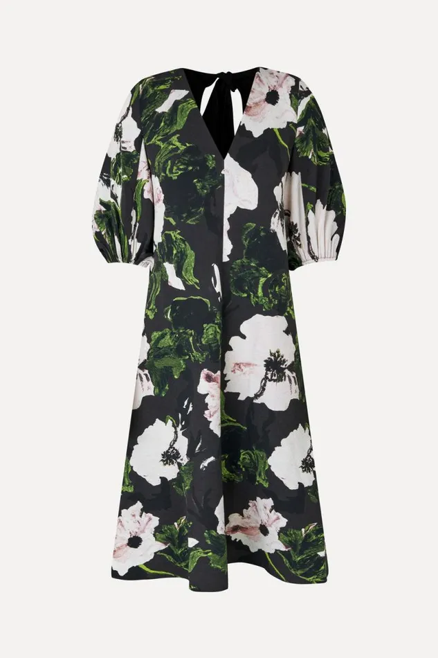 Stine Goya Dresses 34 Volume Sleeves Midi Dress 8211 Umber Windflower 8211 Women