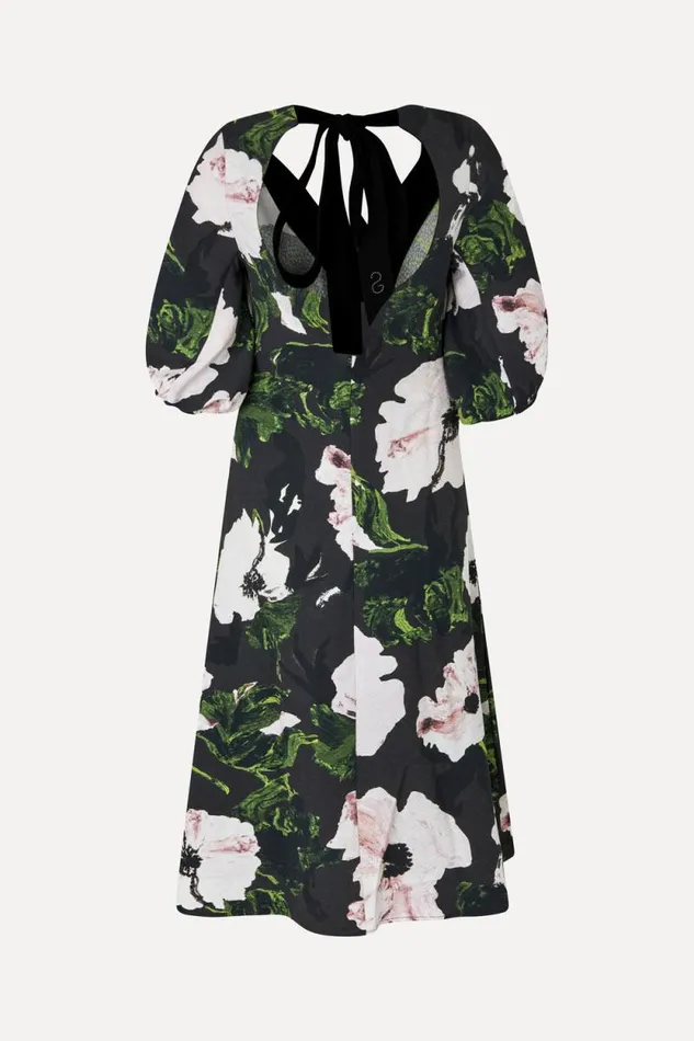 Stine Goya Dresses 34 Volume Sleeves Midi Dress 8211 Umber Windflower 8211 Women