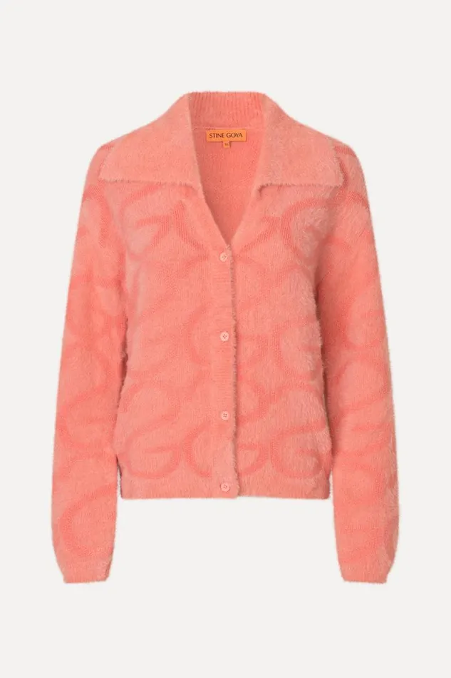 Stine Goya Exclusives Long Sleeve Cropped Cardigan 8211 SG Monogram Pink 8211 Women Stine Goya Exclusives Long Sleeve Cropped Cardigan 8211 SG Monogram Pink 8211 Women