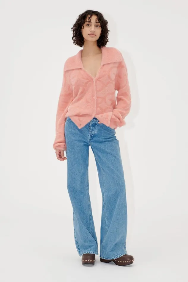 Stine Goya Exclusives Long Sleeve Cropped Cardigan 8211 SG Monogram Pink 8211 Women