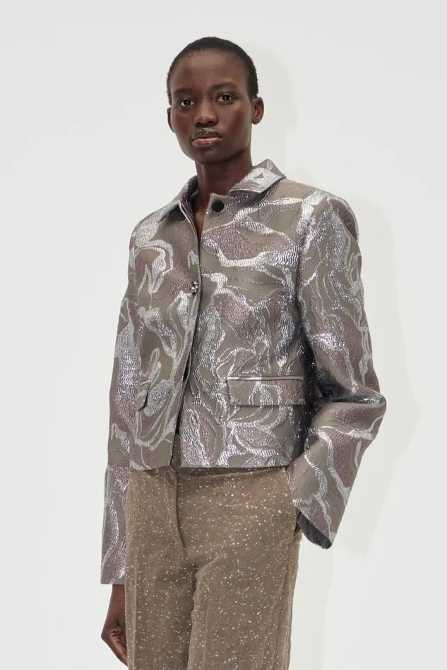 Stine Goya Outerwear Boxy Straight Jacket 8211 Abstract Foliage 8211 Women