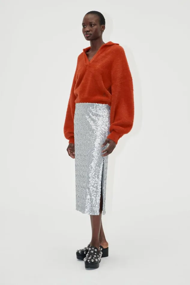 Stine Goya Skirts and Shorts Straight Midi Skirt 8211 Steel Grey 8211 Women