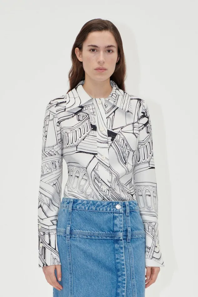 Stine Goya Tops and Shirts Fitted Long Sleeve Shirt 8211 Fineline Staircase 8211 Women