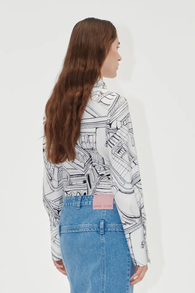 Stine Goya Tops and Shirts Fitted Long Sleeve Shirt 8211 Fineline Staircase 8211 Women