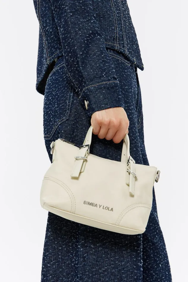 Stone White Nylon Mini Shopper Bag Stonewhite Women Bimba Y Lola Crossbody Bags Stone White Nylon Mini Shopper Bag Stonewhite Women Bimba Y Lola Crossbody Bags