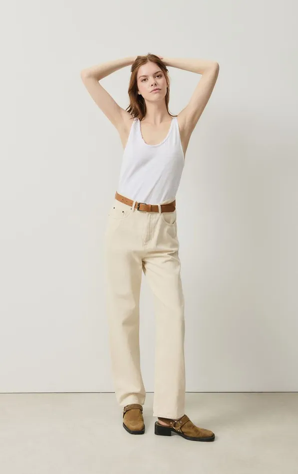 Straight Jeans Tineborow Ecru Women American Vintage Jeans Straight Jeans Tineborow Ecru Women American Vintage Jeans
