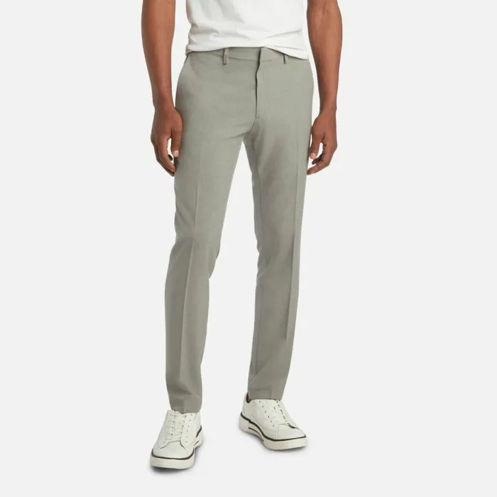 Stretch Solid Skinny Fit Flex Waistband Flat Front Dress Pant Grey Men Kenneth Cole Bottoms