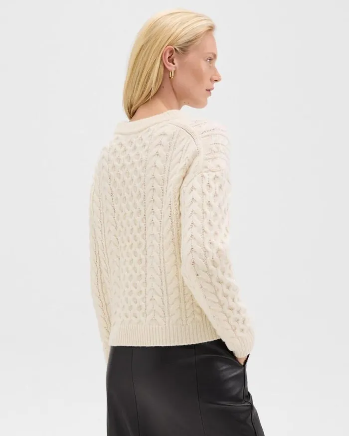 Sweaters Cardigans Women Theory Cable Knit Sweater In Felted WoolCashmere Ivory Sweaters Cardigans Women Theory Cable Knit Sweater In Felted WoolCashmere Ivory