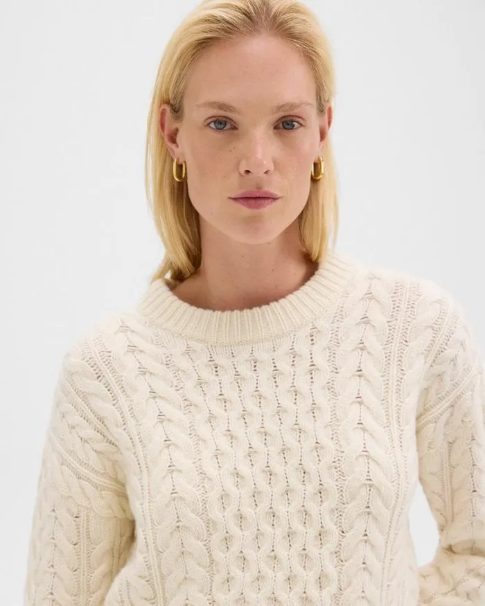 Sweaters Cardigans Women Theory Cable Knit Sweater In Felted WoolCashmere Ivory Sweaters Cardigans Women Theory Cable Knit Sweater In Felted WoolCashmere Ivory