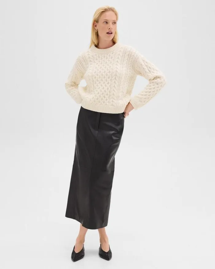 Sweaters Cardigans Women Theory Cable Knit Sweater In Felted WoolCashmere Ivory Sweaters Cardigans Women Theory Cable Knit Sweater In Felted WoolCashmere Ivory